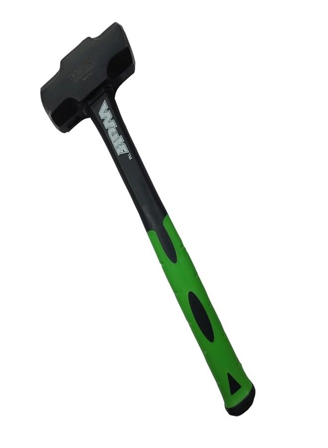 WULF 1400g (3LB) Heavy Duty Sledge Hammer | Forged Steel Head with Shockproof Fiberglass Handle | Anti-Slip Grip for Demolition, Construction & DIY (Black & Green) - Image 1